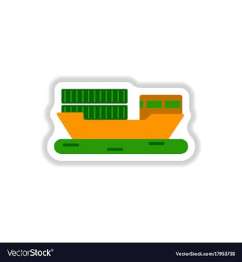 Paper sticker on white background ship with vector image