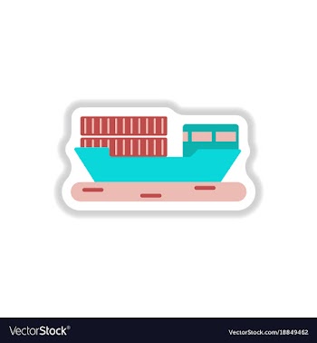 Paper sticker on white background ship with vector image