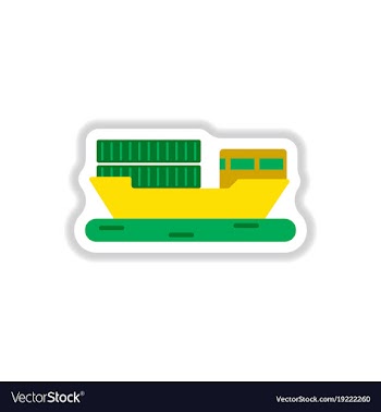 Paper sticker on white background ship with vector image