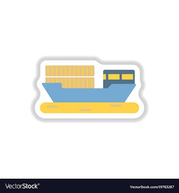 Paper sticker on white background ship with vector image