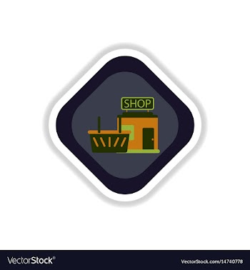 Paper sticker on white background shop basket vector image