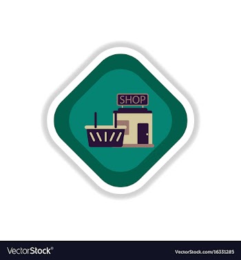 Paper sticker on white background shop basket vector image
