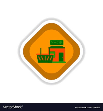 Paper sticker on white background shop basket vector image