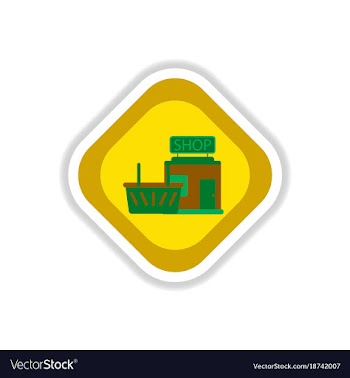 Paper sticker on white background shop basket vector image