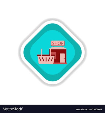 Paper sticker on white background shop basket vector image