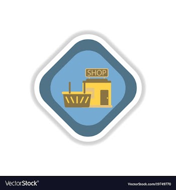 Paper sticker on white background shop basket vector image