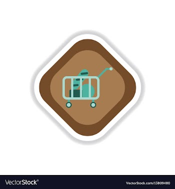 Paper sticker on white background shop cart with vector image