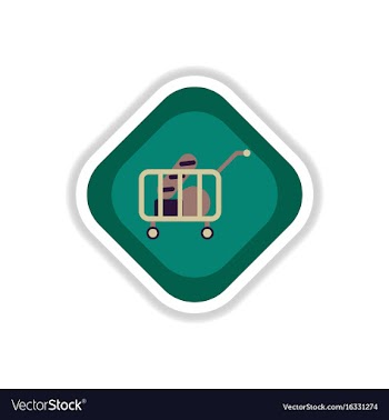 Paper sticker on white background shop cart with vector image