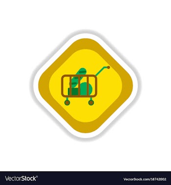 Paper sticker on white background shop cart with vector image