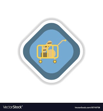 Paper sticker on white background shop cart with vector image