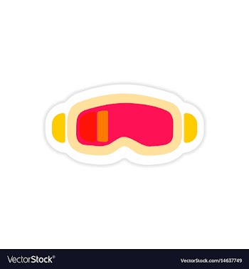 Paper sticker on white background ski goggles vector image