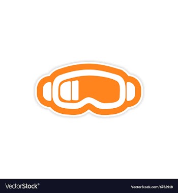 Paper sticker on white background ski goggles vector image
