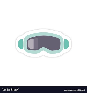 Paper sticker on white background ski goggles vector image