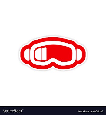 Paper sticker on white background ski goggles vector image