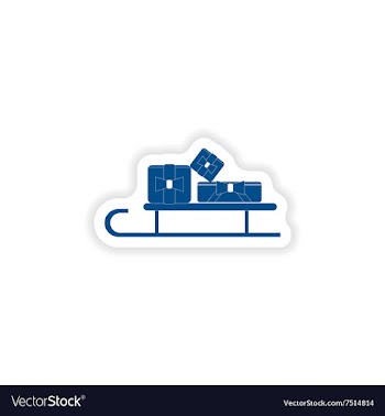 Paper sticker on white background sled gifts vector image