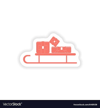 Paper sticker on white background sled gifts vector image