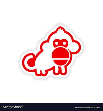 Paper sticker on white background small chimpanzee vector image