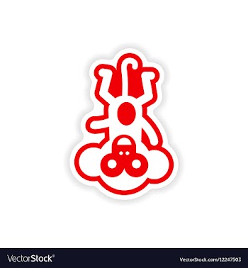 Paper sticker on white background small chimpanzee vector image