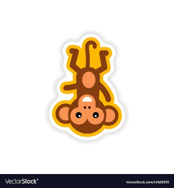 Paper sticker on white background small chimpanzee vector image