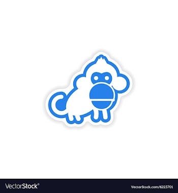 Paper sticker on white background small chimpanzee vector image