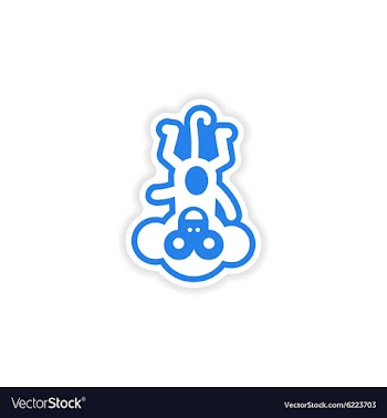 Paper sticker on white background small chimpanzee vector image