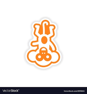 Paper sticker on white background small chimpanzee vector image