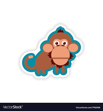 Paper sticker on white background small chimpanzee vector image