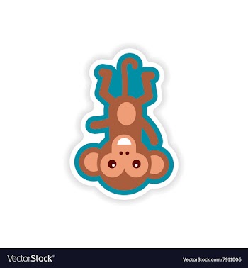 Paper sticker on white background small chimpanzee vector image