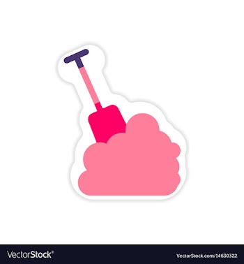 Paper sticker on white background snow and shovel vector image
