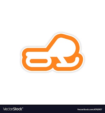 Paper sticker on white background Snow mobile vector image