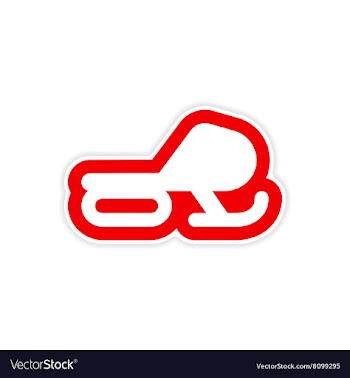 Paper sticker on white background Snow mobile vector image