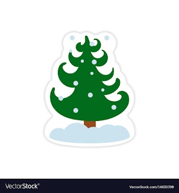 Paper sticker on white background snow tree vector image