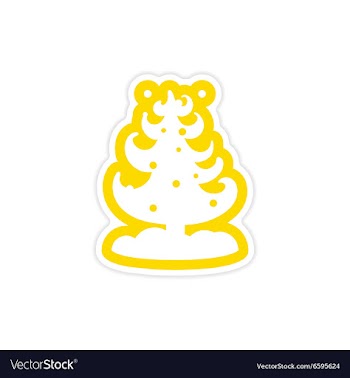Paper sticker on white background snow tree vector image