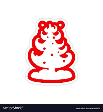 Paper sticker on white background snow tree vector image