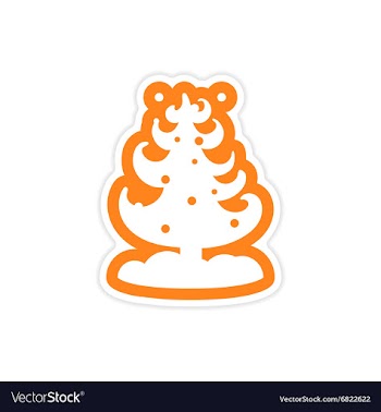 Paper sticker on white background snow tree vector image