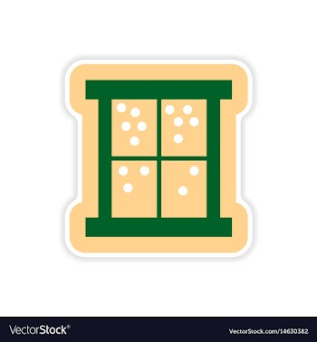Paper sticker on white background snow window vector image