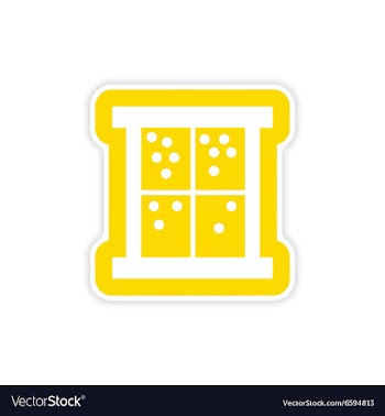 Paper sticker on white background snow window vector image