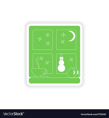 Paper sticker on white background snow window vector image