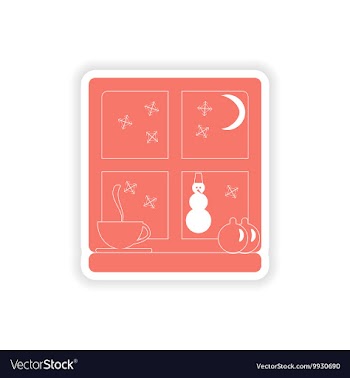 Paper sticker on white background snow window vector image