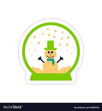 Paper sticker on white background snowman in snow vector image