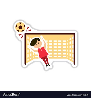 Paper sticker on white background soccer goalie vector image