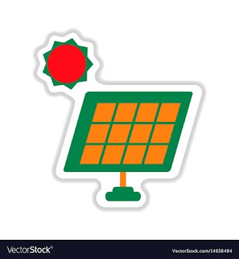 Paper sticker on white background solar battery vector image