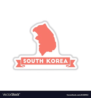 Paper sticker on white background South Korea Map vector image