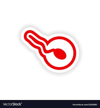 Paper sticker on white background sperm and female vector image