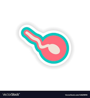 Paper sticker on white background sperm and female vector image