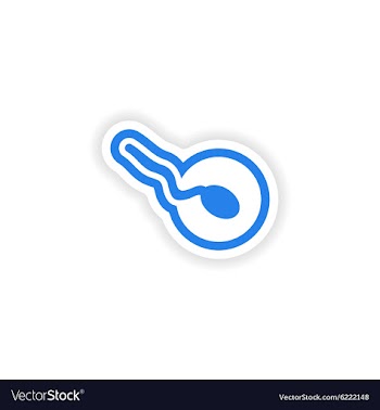 Paper sticker on white background sperm and female vector image