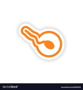 Paper sticker on white background sperm and female vector image