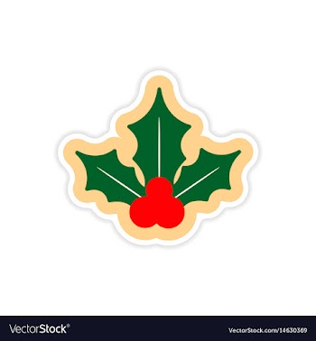 Paper sticker on white background sprig mistletoe vector image