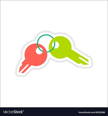 Paper sticker on white background steel keys vector image