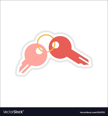 Paper sticker on white background steel keys vector image